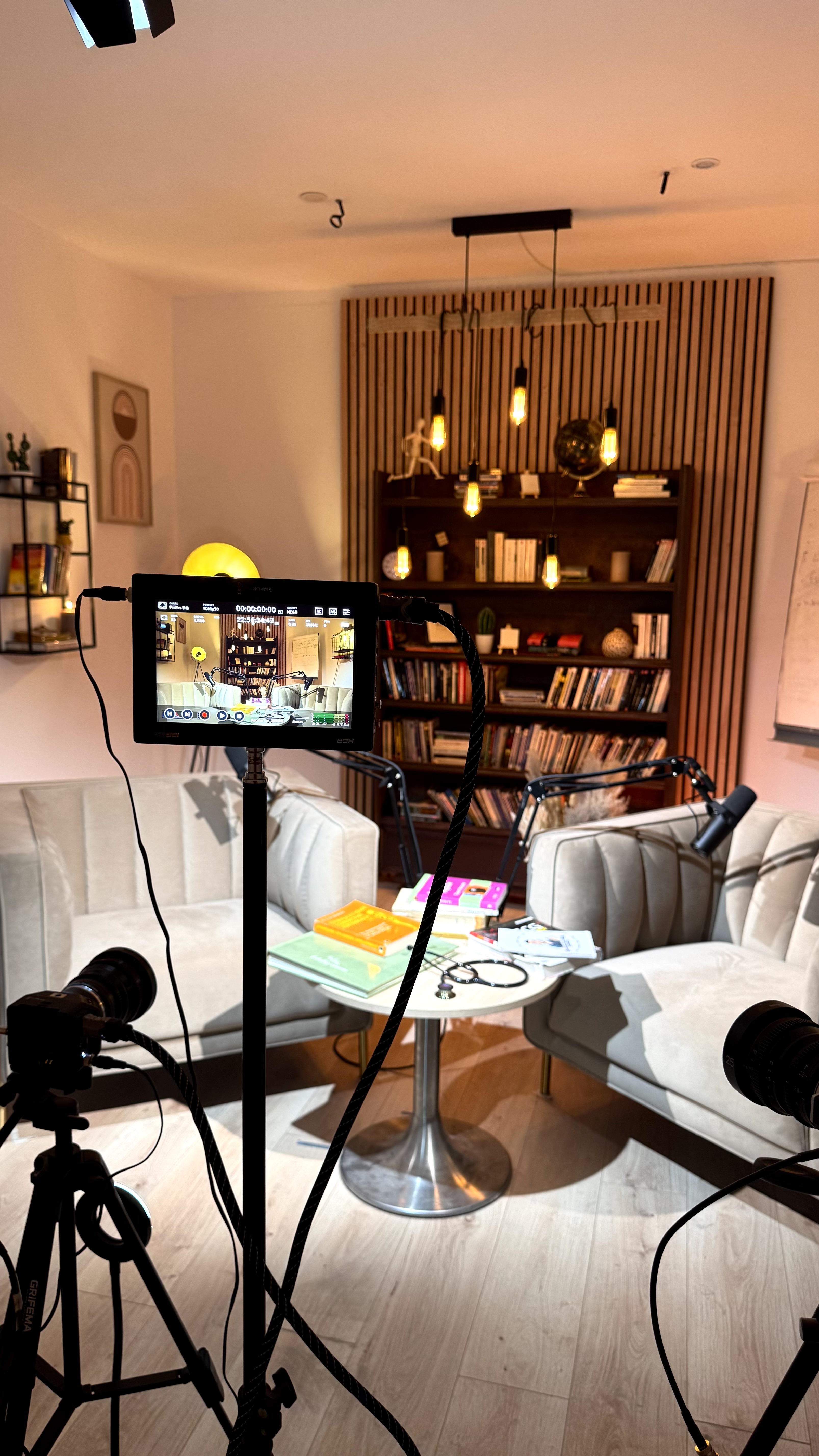 Setup caméras et lumières — plateau podcast Nash Record